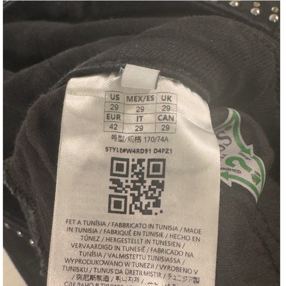 Guess Womens Jumpsuit Black Studded Denim  Zipper Front Sleeveless Pants Size 29 - Picture 11 of 15